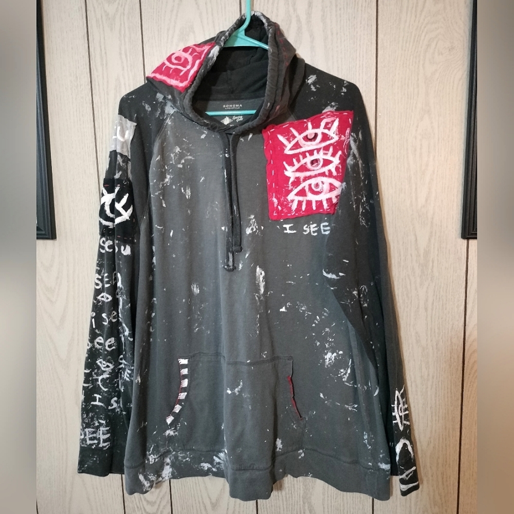 I SEE YOU Distressed Hoodie